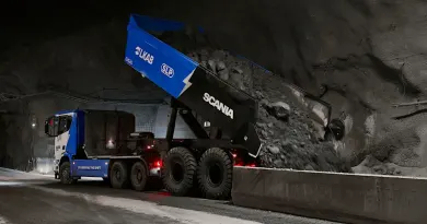 Шведська LKAB запустила 130-тонні електричні вантажівки Scania на глибині 1200 метрів