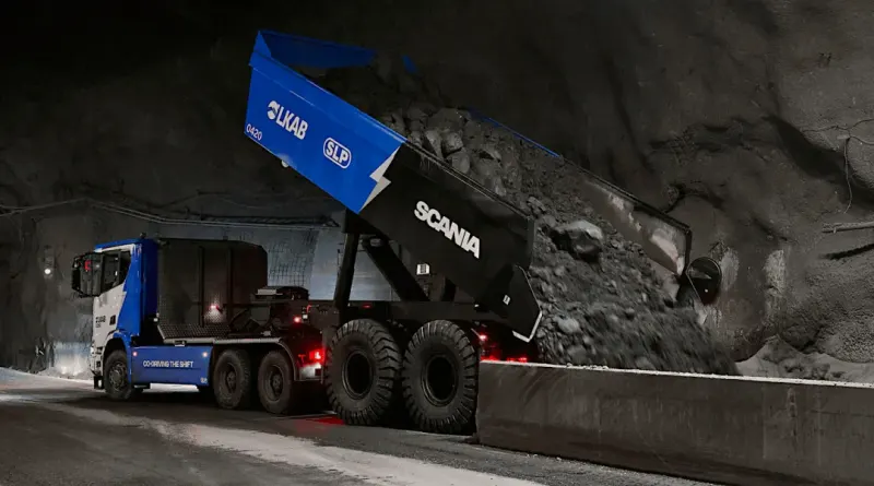Шведська LKAB запустила 130-тонні електричні вантажівки Scania на глибині 1200 метрів